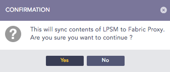 Sync LPSM to Fabric Proxy Dialog Box
